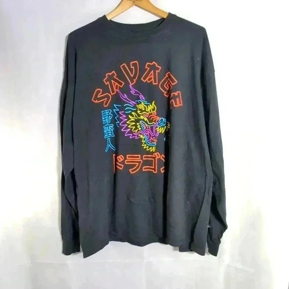 Savage Japan Black Neon Dragon tshirt sz XXL